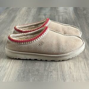 Ugg Tasman Slippers Sand/Dark Cherry Size 8 GUC!